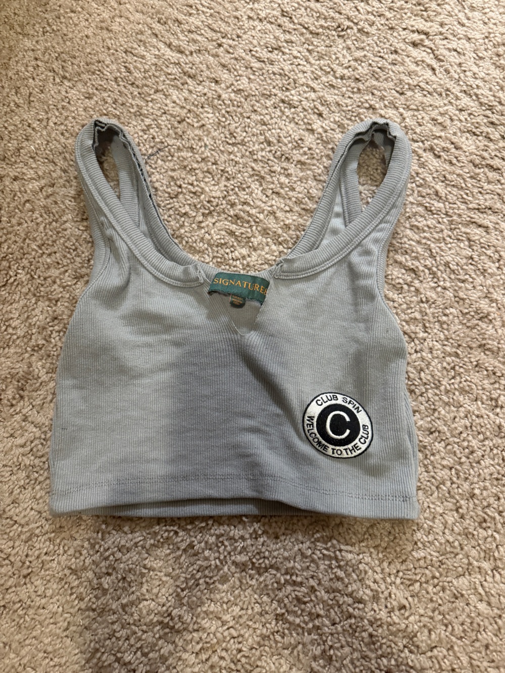 Light Gray Ribbed Racerback Workout Crop Tank